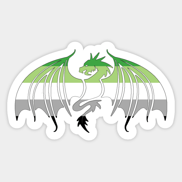 Aromantic Pride Dragon Sticker by EmrysMartigan